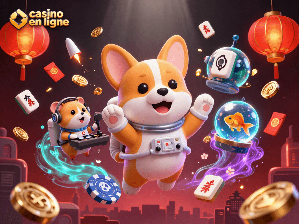 Jouez à des jeux de casino en ligne avec des personnages amusants dans un casino spatial vibrant.