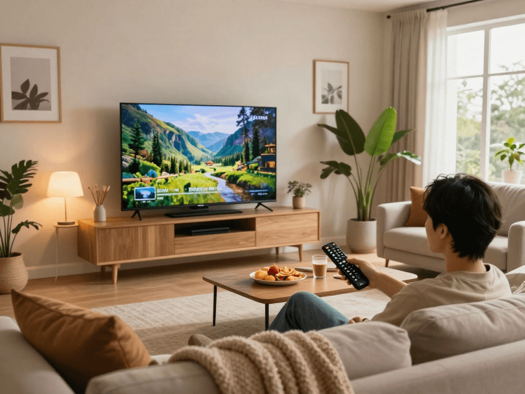 Profitez de l'expérience Iron tv dans un salon moderne et accueillant, ambiance chaleureuse.