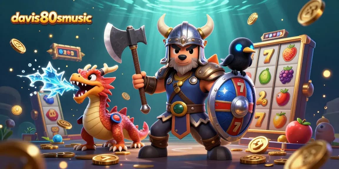 Spin the reels with davis80smusic's vibrant Viking casino adventure featuring dynamic slot symbols.