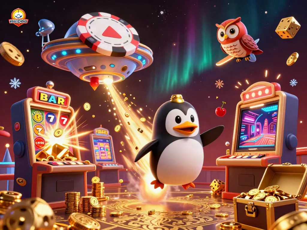 Experience thrilling gameplay with BGD88 where a rocket-powered penguin blasts through a dazzling casino universe!