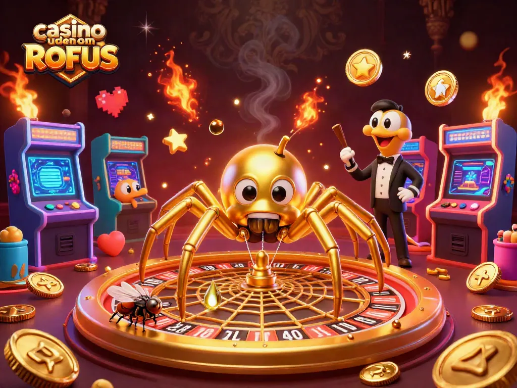 Experience thrilling gaming at casino uden om ROFUS with unique 3D casino elements illustrated vividly.
