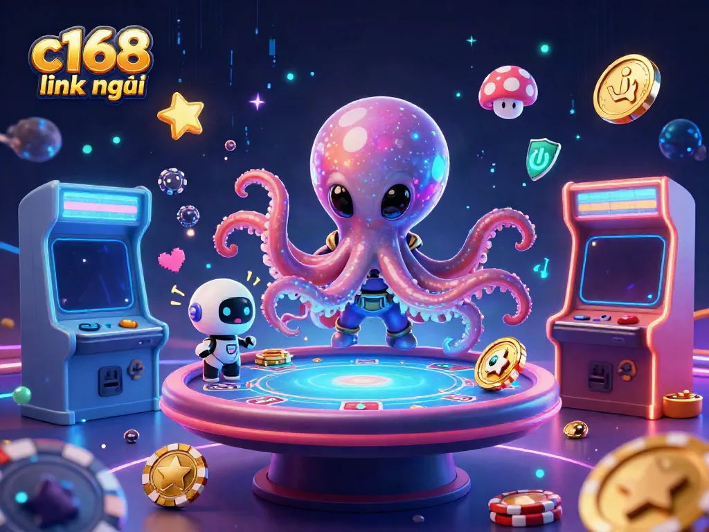 Experience thrilling gameplay at the c168 link mới casino with vibrant holographic elements and interactive gaming interfaces.