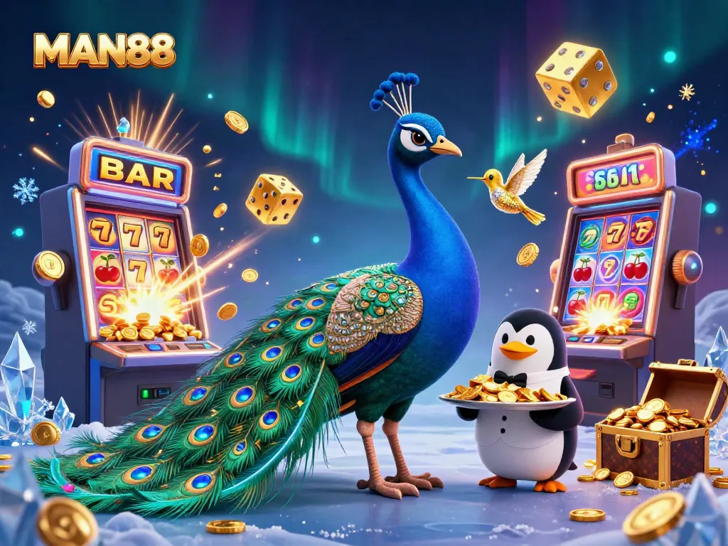 Engage with MAN88's immersive casino experience featuring vibrant characters and dynamic gaming elements.