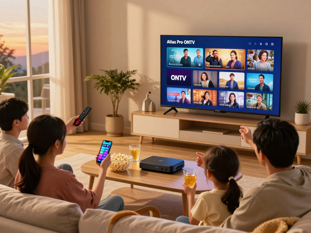Profitez des films et séries en famille avec atlas pro dans un salon accueillant.