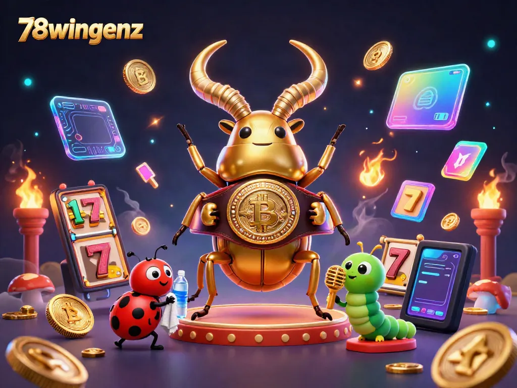 Experience thrilling slots action with 78wingenz's vibrant casino illustration featuring animated characters.