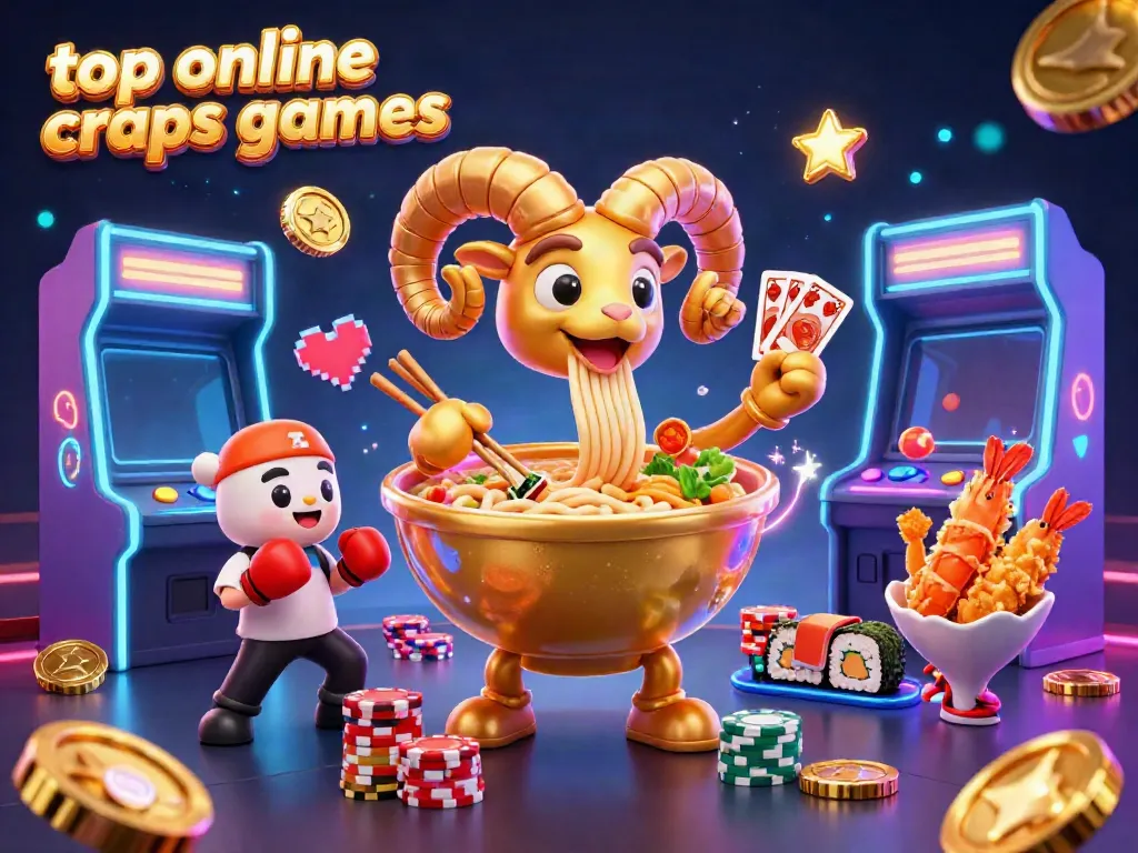 Engage with top online craps games in this vibrant, detailed 3D casino scene filled with iconic characters.