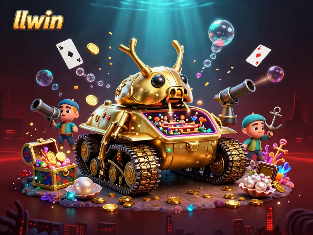 Players enjoy the exciting casino atmosphere within the llwin beetle tank, filled with treasures and confetti.