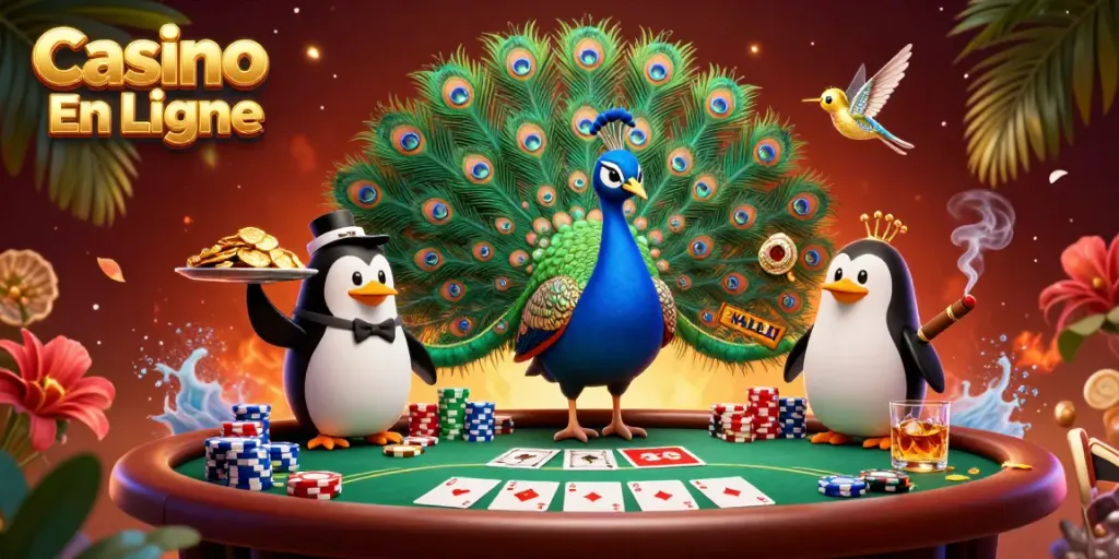 Profitez des jeux de casino en ligne avec des personnages animés et des éléments de poker.