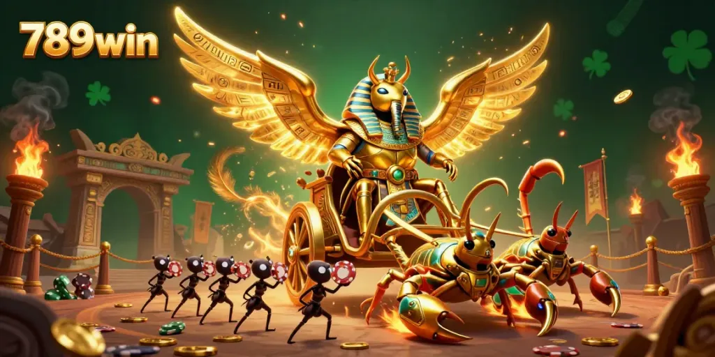 Experience thrilling action at 789win with a captivating 3D casino-themed illustration.
