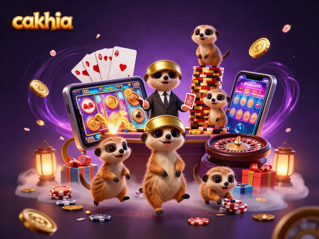 Experience engaging gameplay at Cakhia's vibrant casino, featuring meerkats and exciting gambling elements.