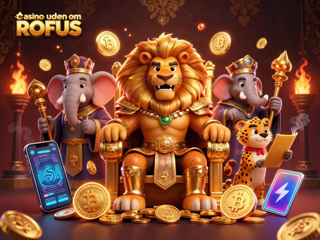 Play exciting games at a casino uden om ROFUS with vibrant characters and 3D elements.