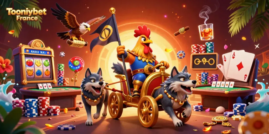 Tooniebet France, un combat de casino vibrant avec un roi coq et des jeux passionnants