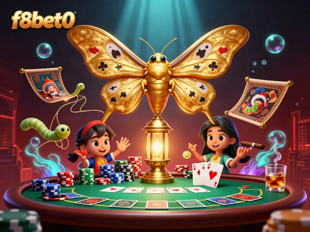 Engage in thrilling online gaming with f8bet0, featuring vibrant casino scenes and detailed characters.